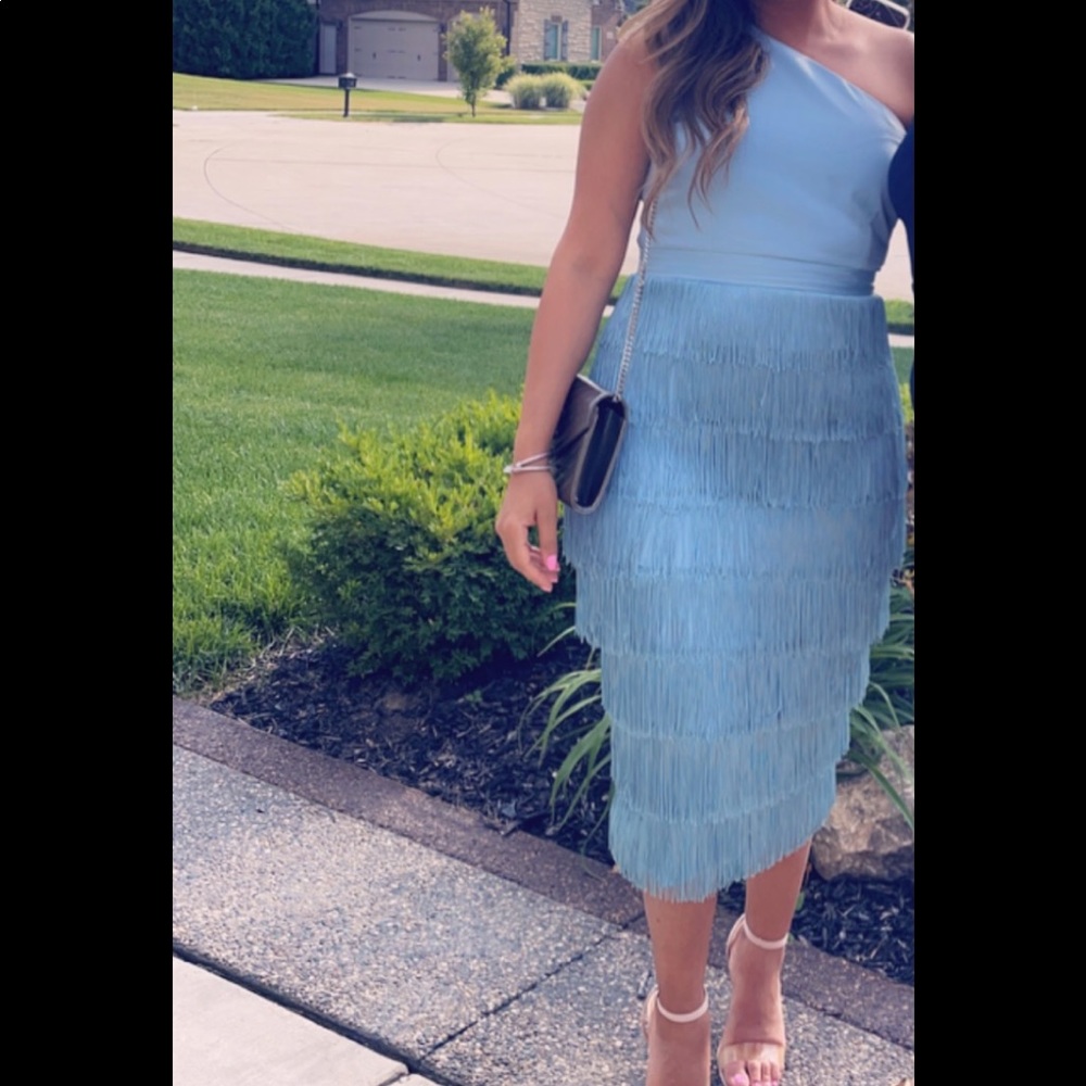 Light blue fringe dress